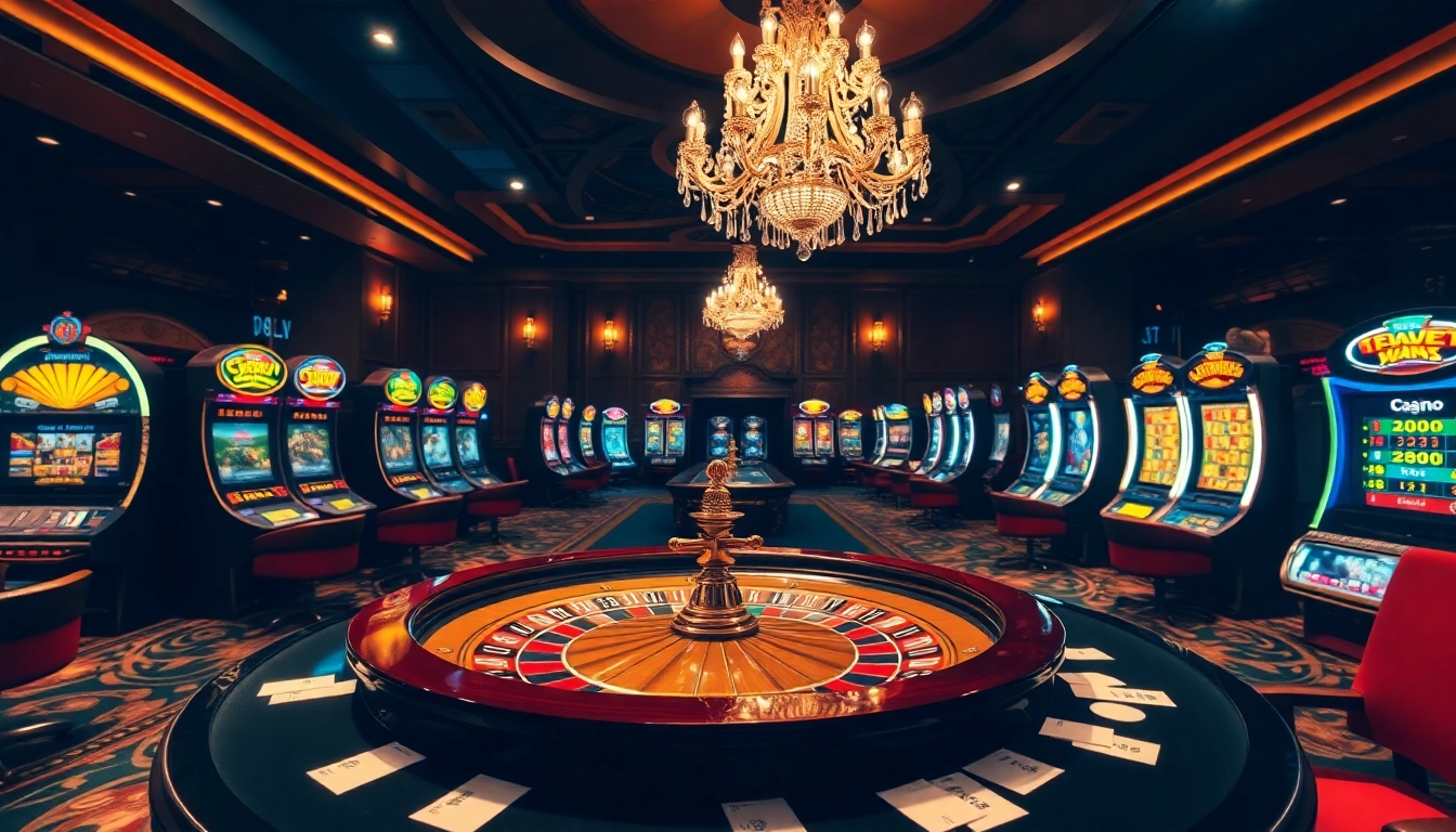 Découvrez l'excitation des meilleurs casinos en ligne dans un casino luxueux avec des jeux vibrants.