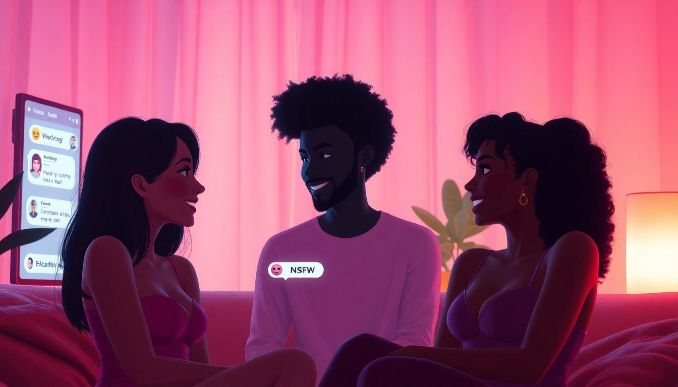 Engaging AI sex interactions in an intimate digital setting with diverse avatars.