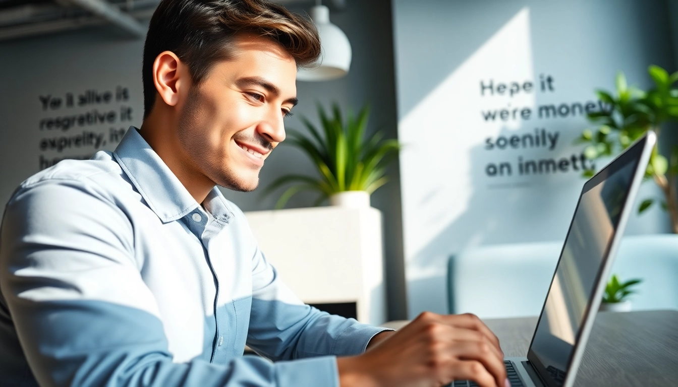 Using the linkedin business email finder tool to discover potential connections in a modern office.
