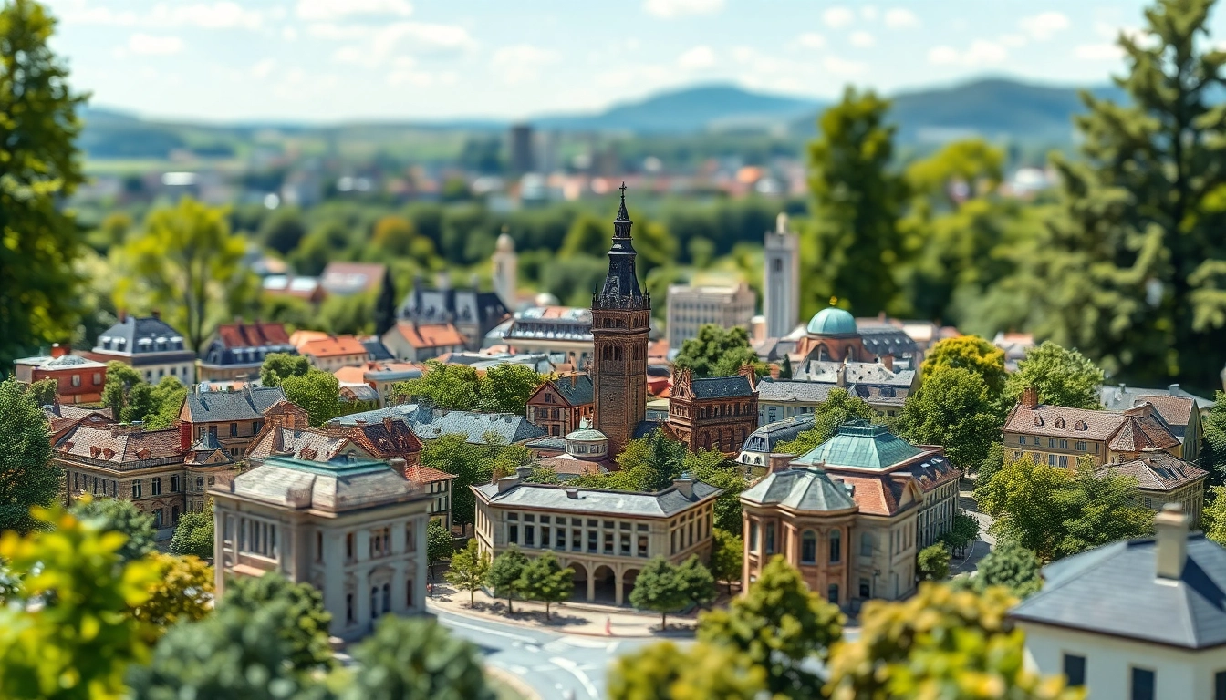 Architekturmodellbau Freiburg zeigt präzise Modelle von Gebäuden im Kontext der Stadt Freiburg.
