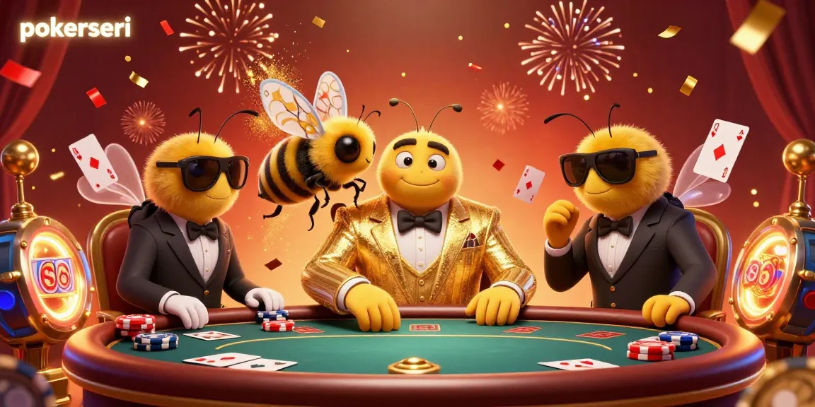 Poke your luck at pokerseri with a dazzling 3D scene featuring a bumblebee mob boss and dynamic poker action.
