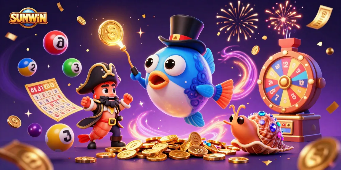 SUNWIN attracts attention with an exciting display of casino fun featuring vibrant elements and dynamic characters.