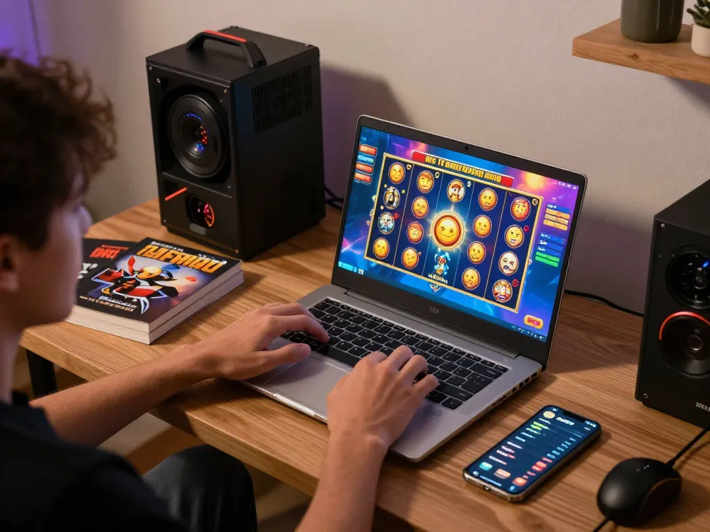 Engaging gameplay on a เว็บสล็อตตรง showcasing vibrant slot graphics and strategic gaming setup