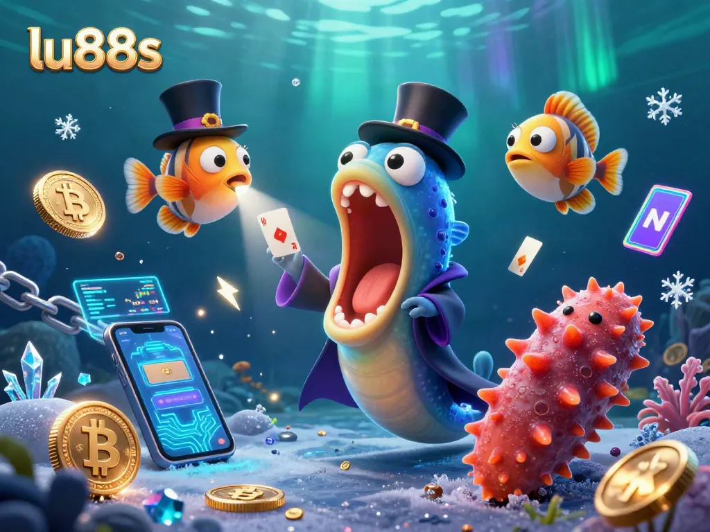 Experience thrilling magic acts in the lu88s casino with vibrant underwater illustrations.