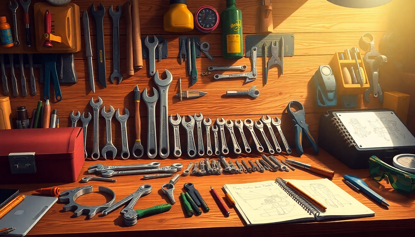 Explore Gedore tools arranged on a workspace for expert craftsmanship.