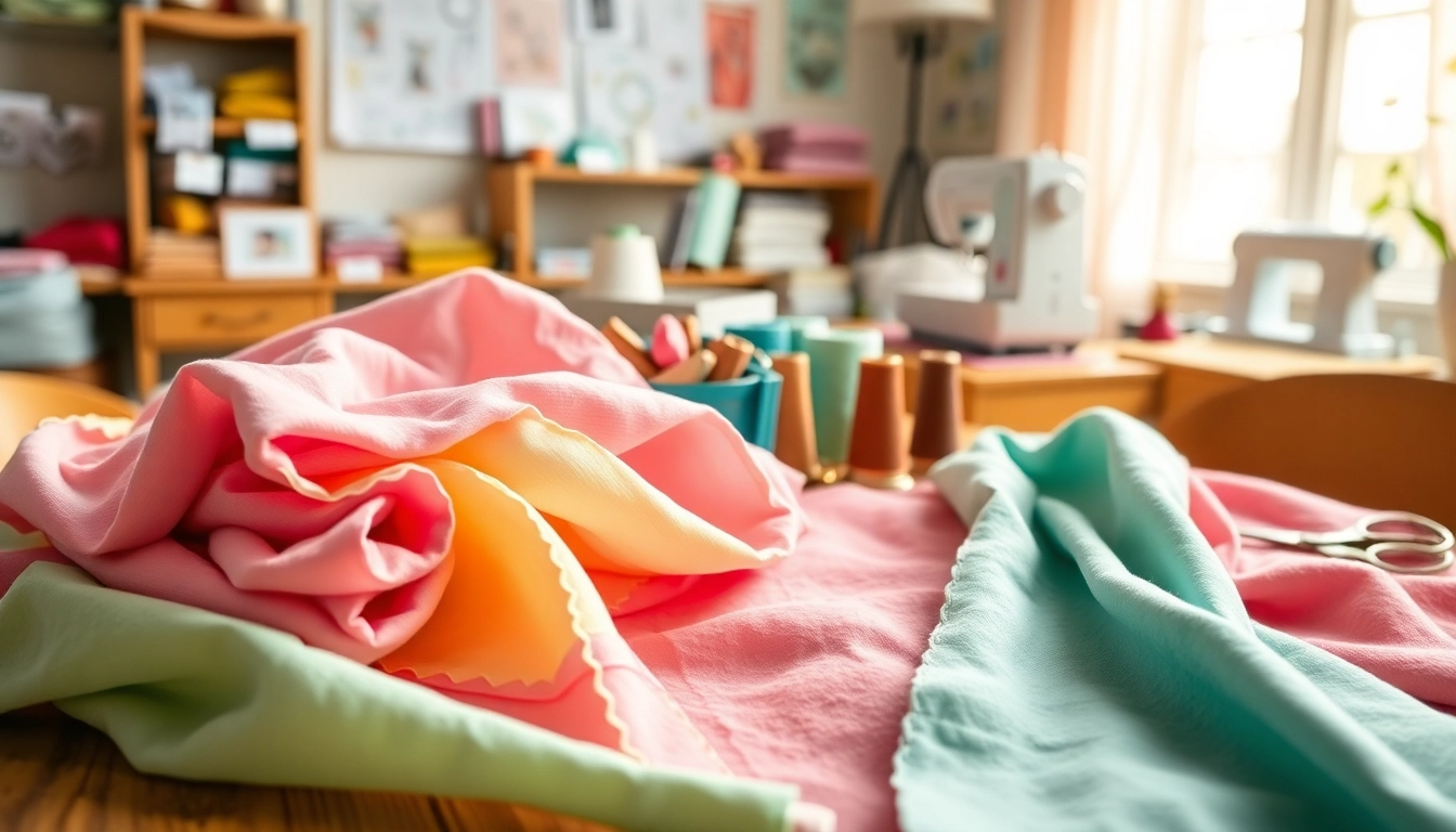 Beginnende naaiers ontdekken kleurrijke stoffen en naaigerei op een houten tafel.
