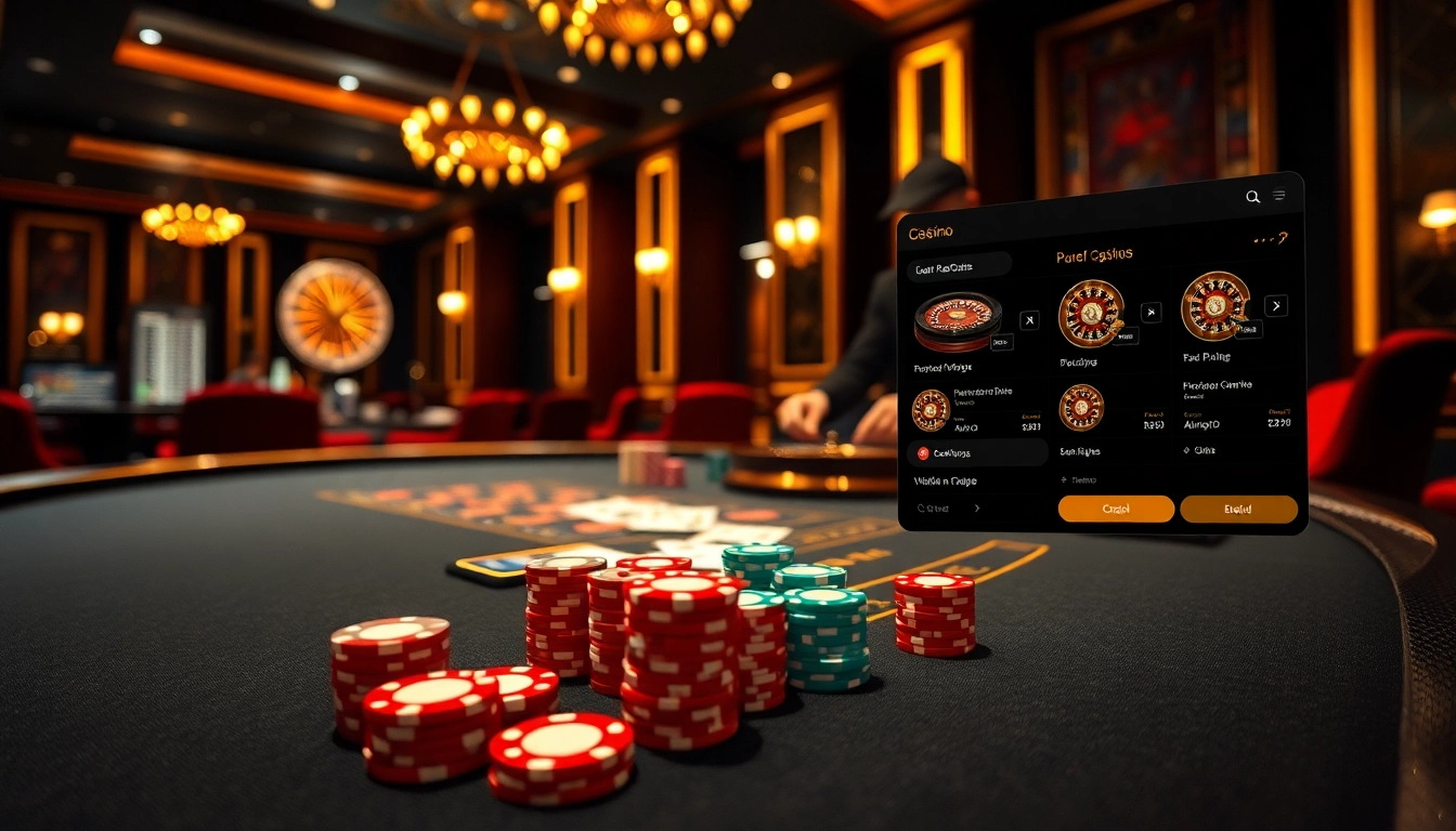 Vivez l'excitation du meilleur casino en ligne à une table de poker élégante avec des jetons vibrants.