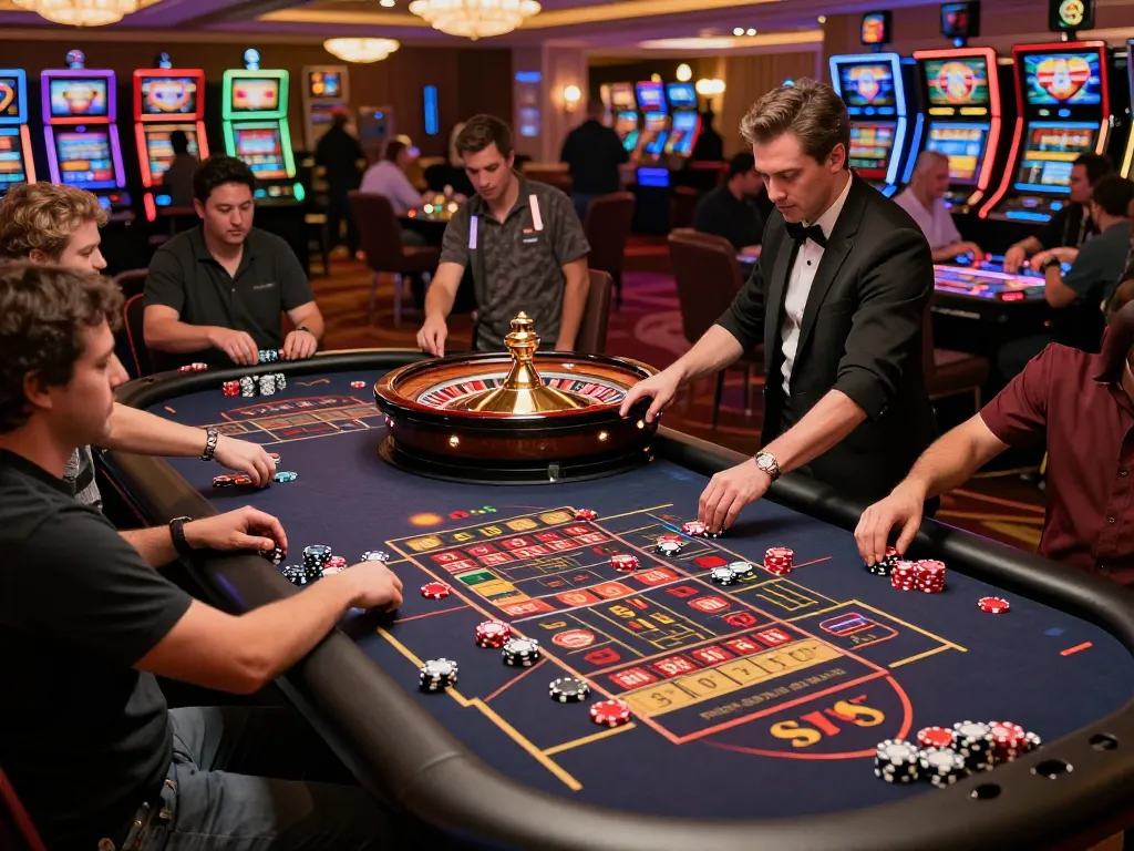 S666 casino roulette game in progress, players placing bets with excitement.