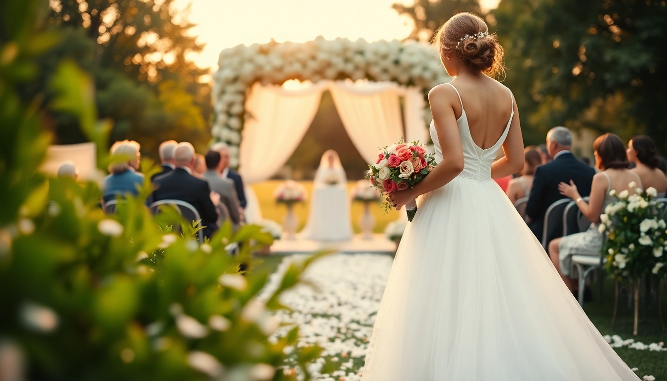 Captivating wedding photography scene showcasing a bride in nature with floral decor.