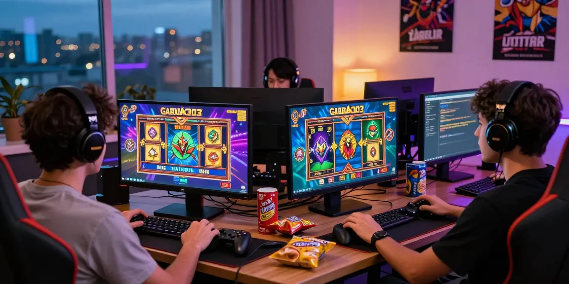 Exciting garuda303 slot gaming atmosphere with players engaged in dynamic online gameplay.