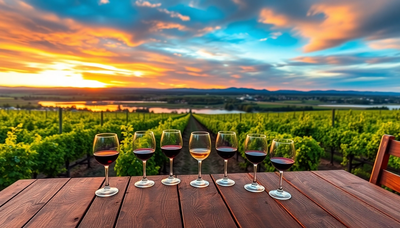 Enjoy scenic views of Carksburg CA with vineyards and sunset ambiance.