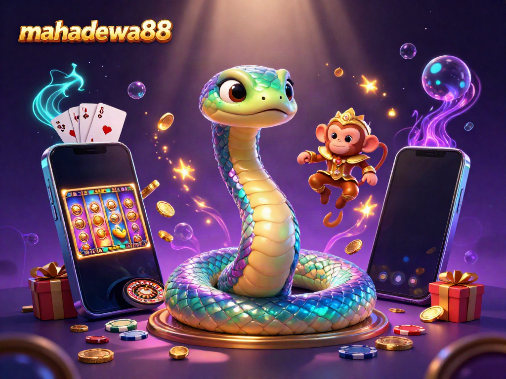 Experience the magic of mahadewa88 with vibrant online slot games and exciting rewards, illustrated through dynamic 3D art.