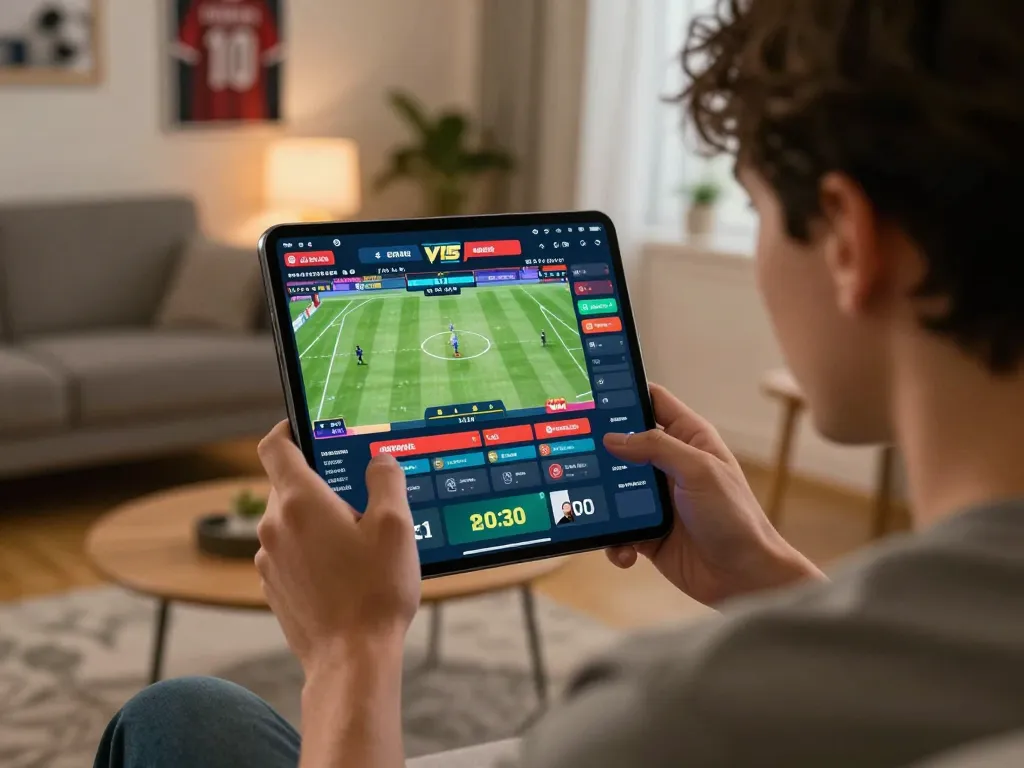 Kubet user placing live bets on a smartphone in a cozy home setting