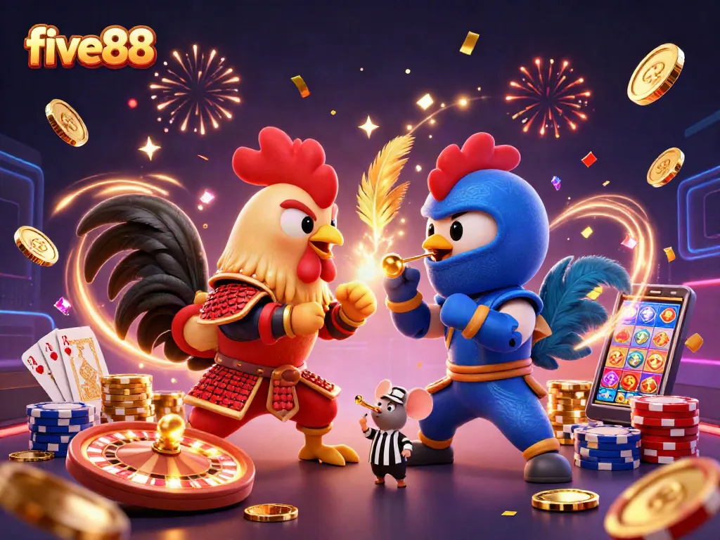 Experience thrilling gameplay at five88 with vibrant roosters and dynamic casino elements