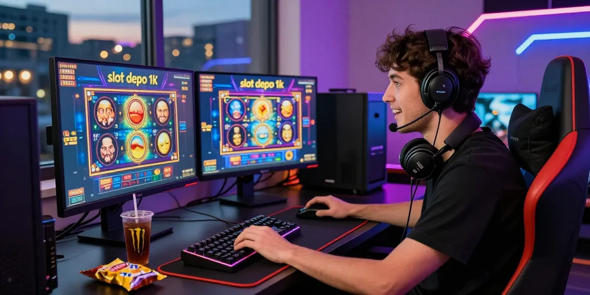 Exciting online gaming setup featuring vibrant slot games, reflecting the 'slot depo 1k' thrill.