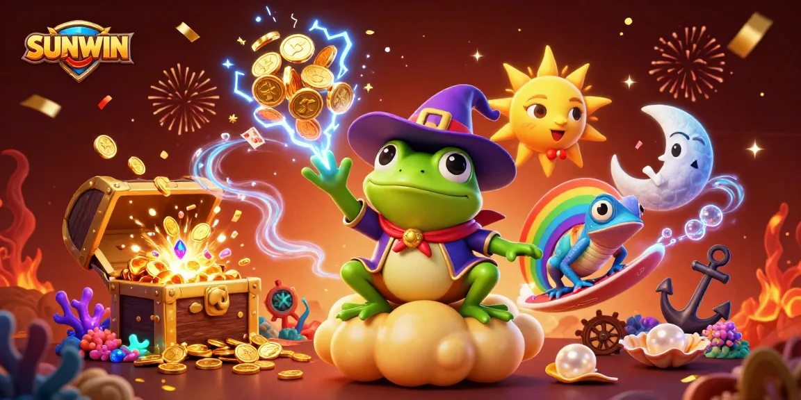 SUNWIN showcases a vibrant digital casino scene with characters enjoying immersive gaming adventures and celebrating wins.