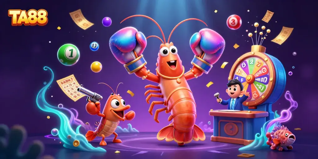 Experience the excitement at TA88 with vibrant lottery balls and energetic casino gaming elements.