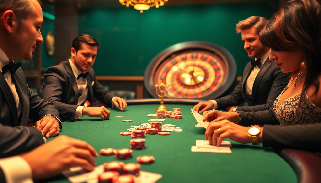 Vivez l'excitation des meilleurs casino en ligne avec une action de poker intense à une table luxueuse.