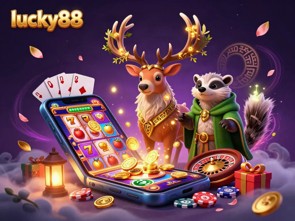 Experience exciting gameplay at lucky88 with a colorful slot game, winning golden coins, and vibrant characters.