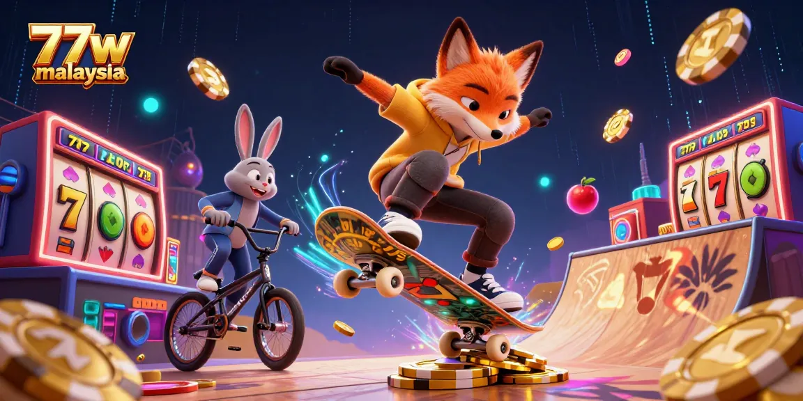 Experience thrilling casino action with 77w malaysia featuring energetic characters and dynamic game elements.