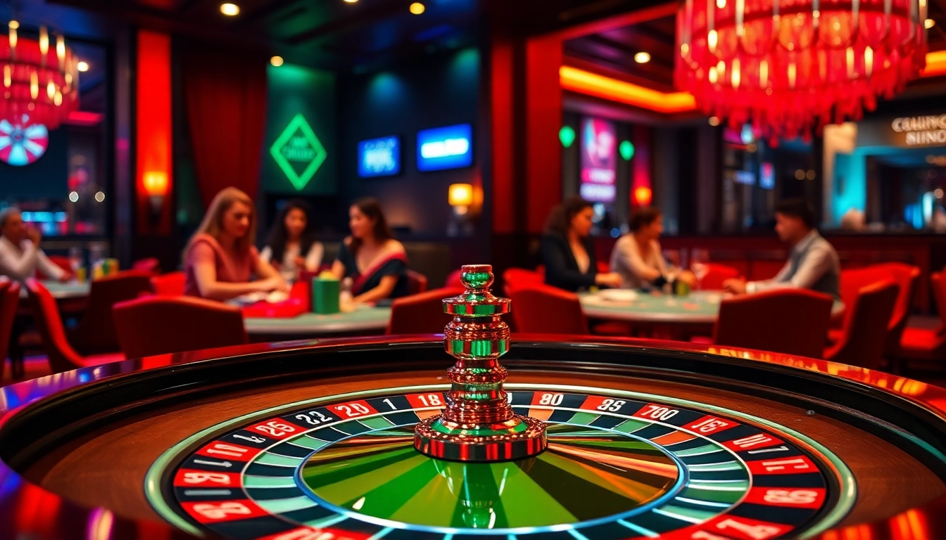 Permainan kasino bbni4d yang menarik dengan meja roulette dan pemain aktif.