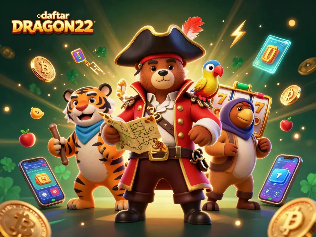 Experience gameplay excitement with daftar DRAGON222 amidst vibrant slot reels and cryptocurrency elements.
