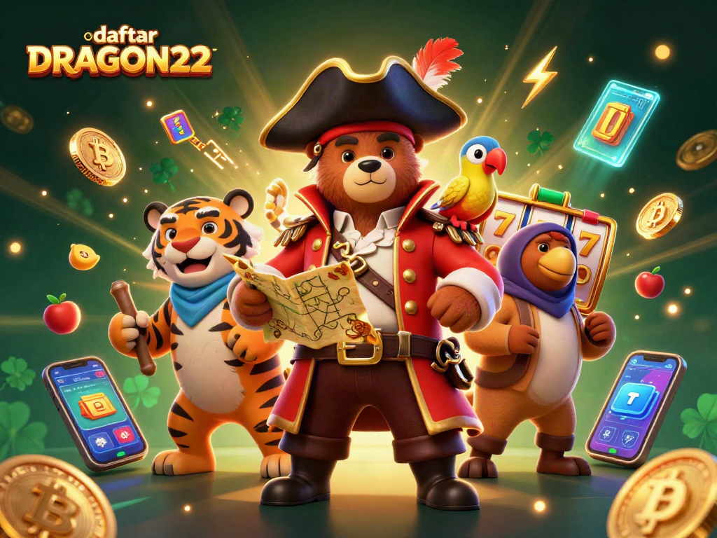 Experience gameplay excitement with daftar DRAGON222 amidst vibrant slot reels and cryptocurrency elements.