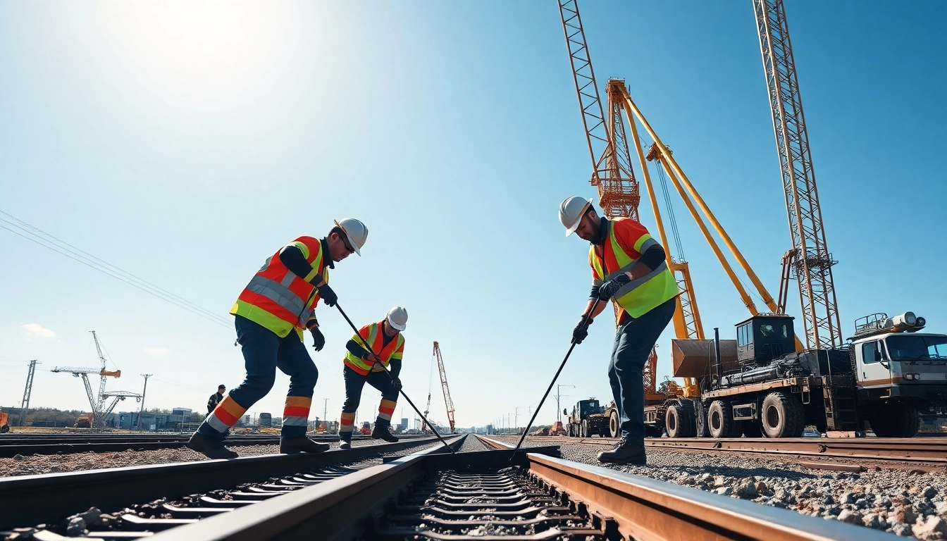 Efficient Emergency Railroad Repair Services demonstrated by a skilled crew fixing tracks.