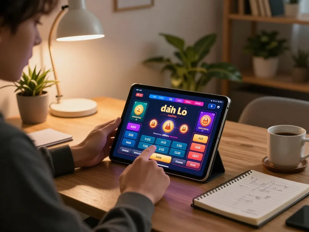 Engaging in đánh lô online with interactive betting options on a tablet at home