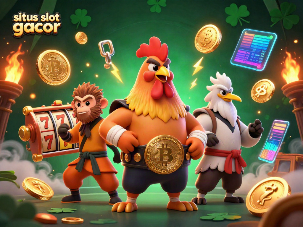 Meraih kemenangan di situs slot gacor dengan ilustrasi bertema perjudian 3D yang dinamis.