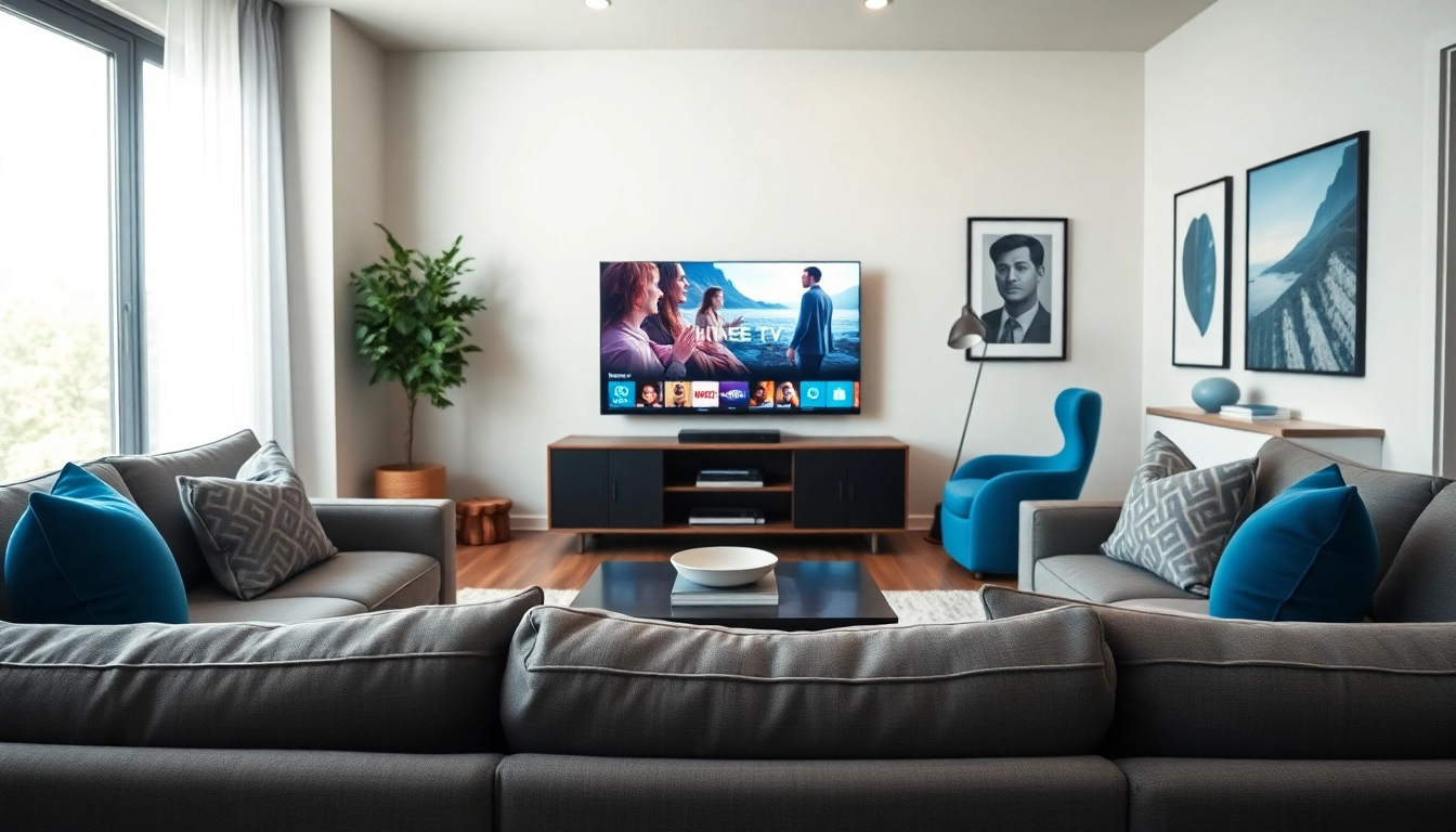 Experience seamless entertainment with Iron TV displayed in a modern living room setting.