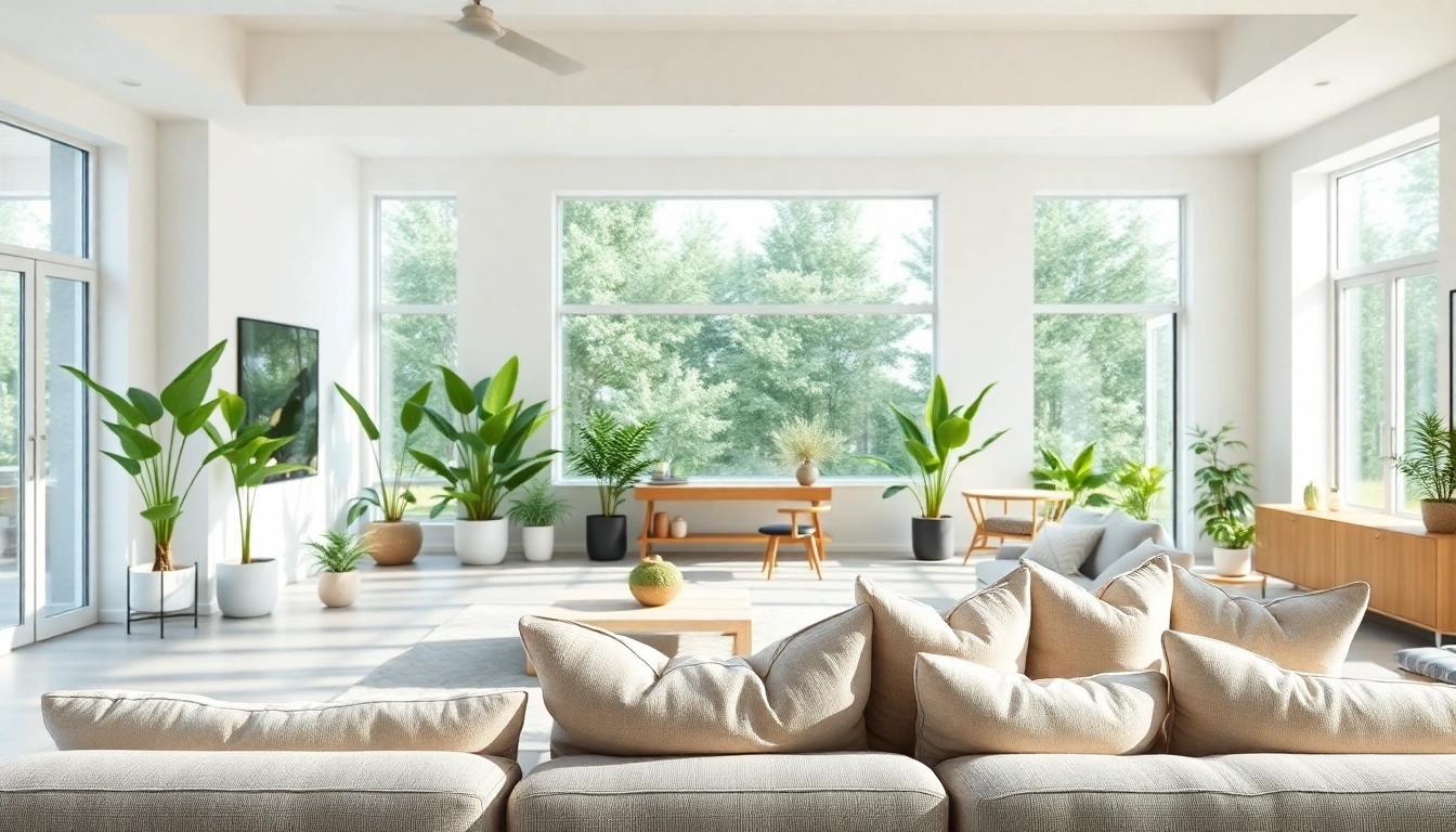 Experience Seamless Living in a bright, inviting modern home with a cozy atmosphere and lush greenery.