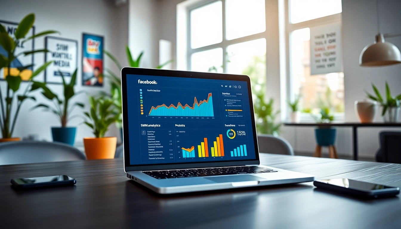 Optimize your strategy with insights from a facebook smm panel featuring vibrant analytics and a professional workspace.