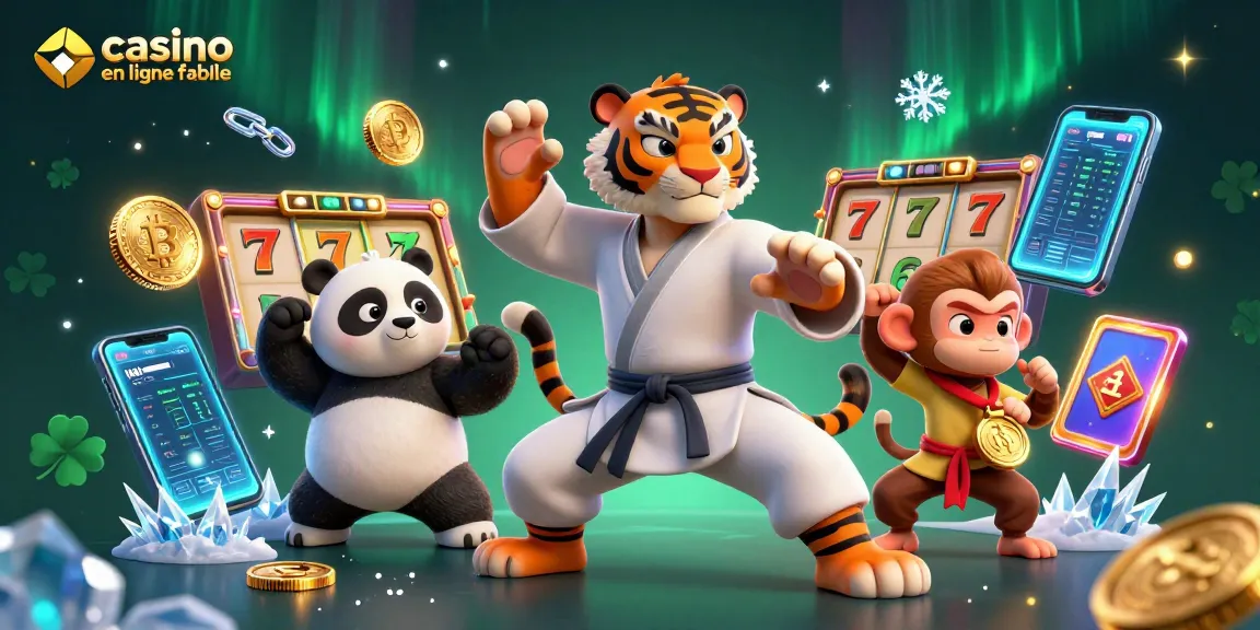 Découvrez le casino en ligne fiable avec un tigre maître de kung fu, un panda disciple, et des éléments de jackpot