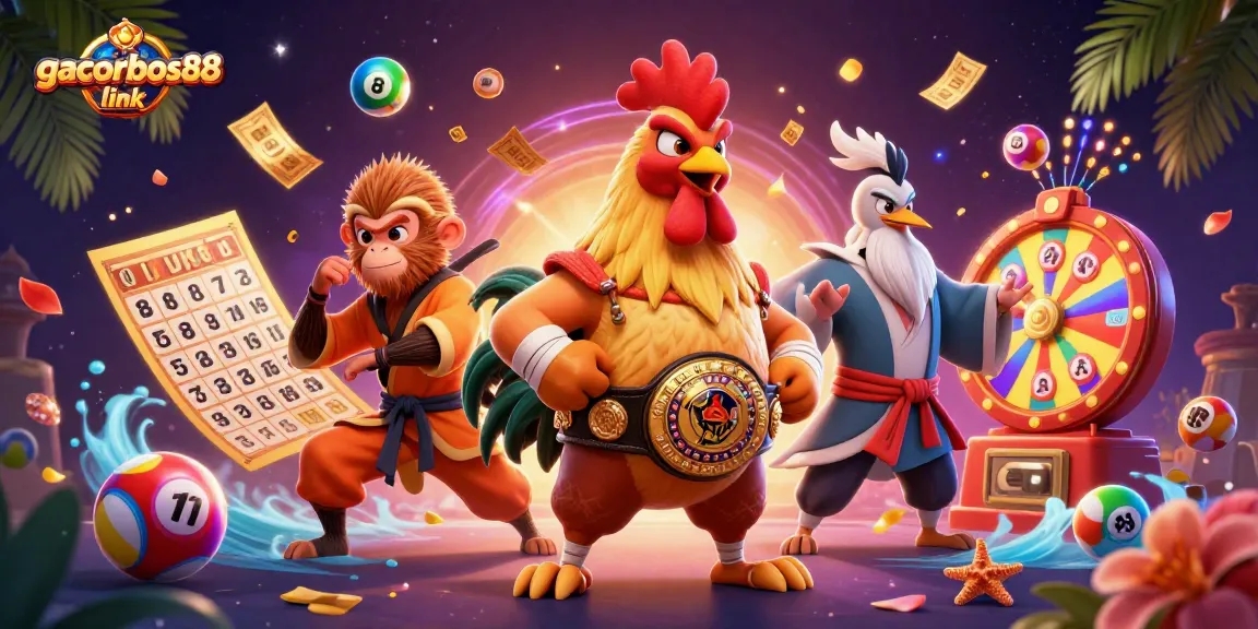 Experience the excitement of gacorbos88 link in this vibrant, dynamic gambling scene featuring animated characters.