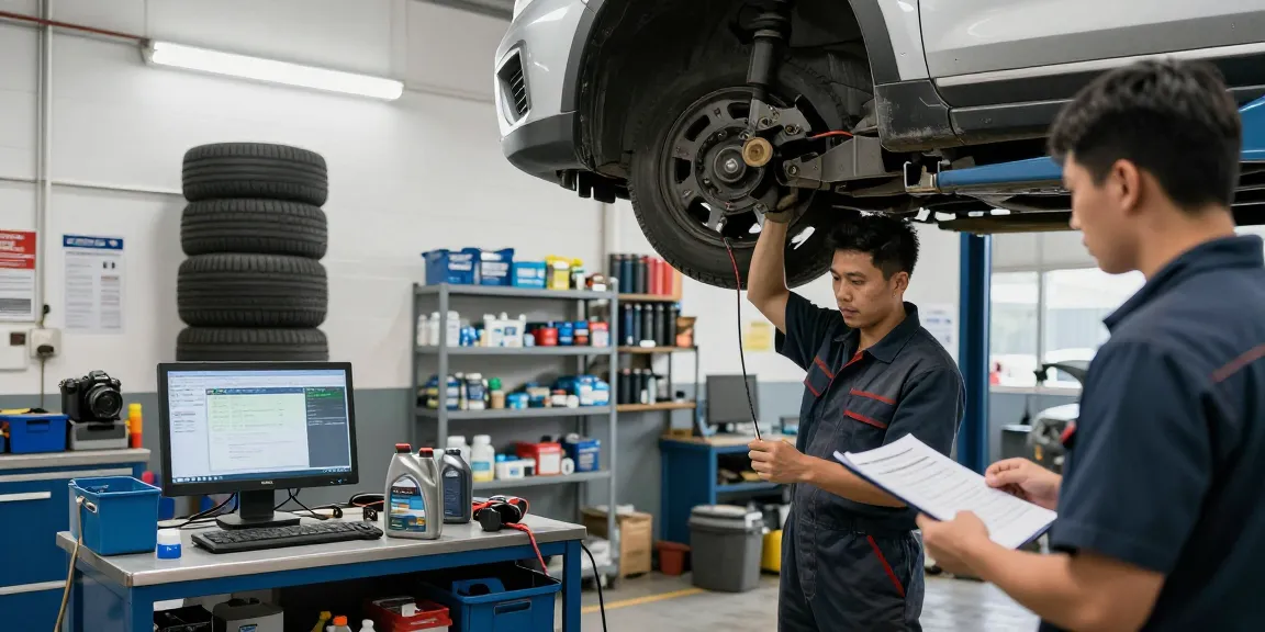 Efficient car repair near me with skilled mechanics working in a bright garage