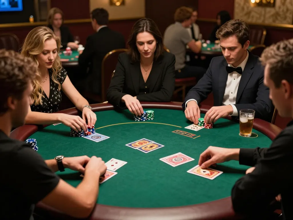SC88 players engaging in a high-stakes poker game at an elegant casino table