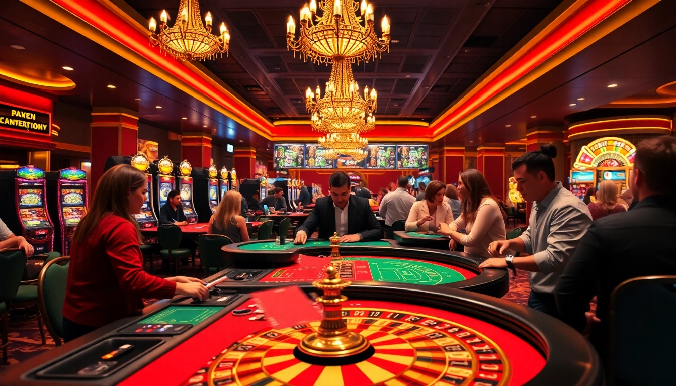 Spieler genießen casino bonus ohne einzahlung neu an lebhaften Spieltischen in einem Casino.