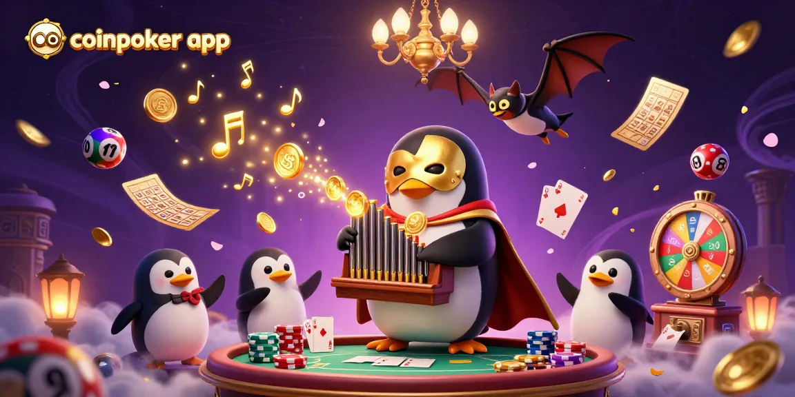 Jouez à l'application CoinPoker avec des personnages animés dans un casino plein de dynamisme.