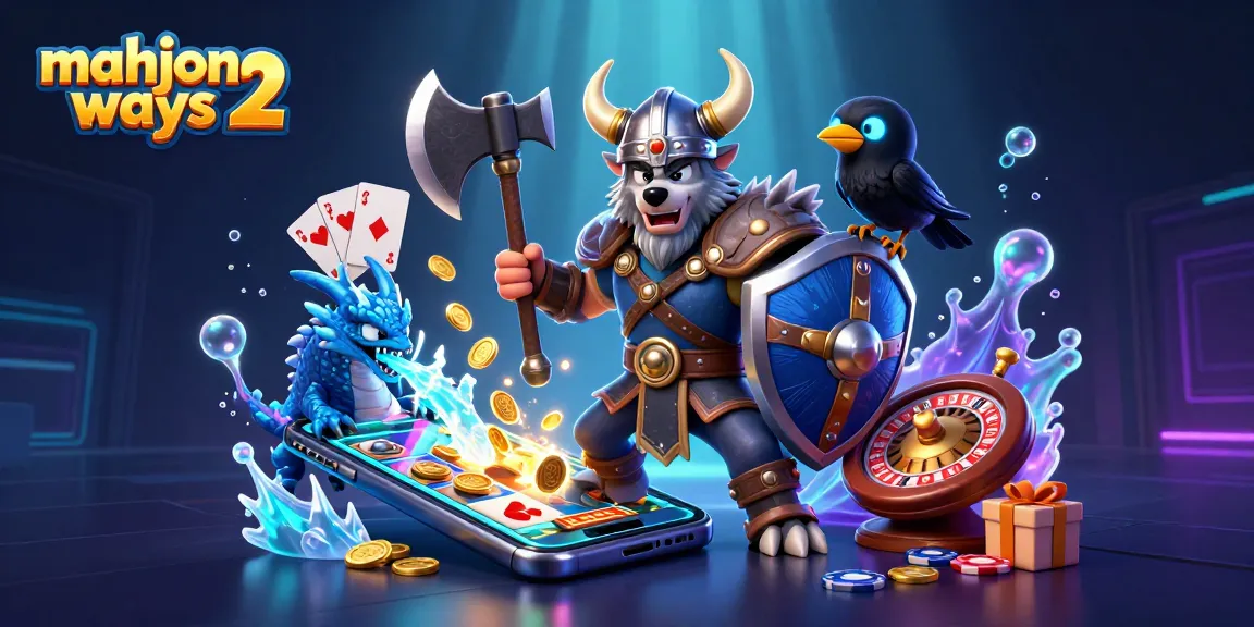 Engage in gaming with Mahjong Ways 2 as a Viking wolf and dragon unite in this vibrant scene.
