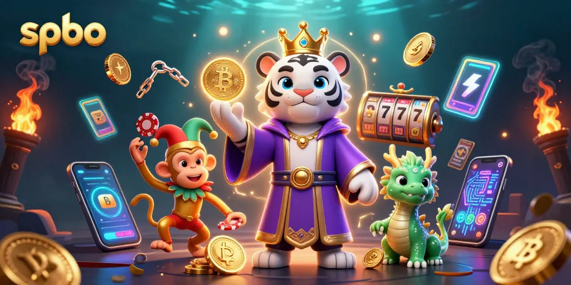 spbo showcases an elegant white tiger, playful monkey, and jade dragon in a vibrant casino scene
