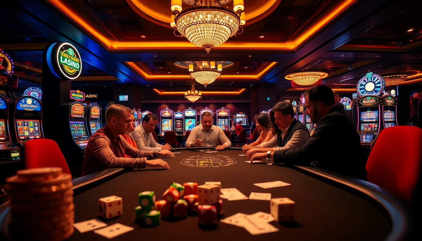 Players intensely strategizing their moves at a high-stakes poker table, highlighting https://okfun.page's thrilling casino experience.