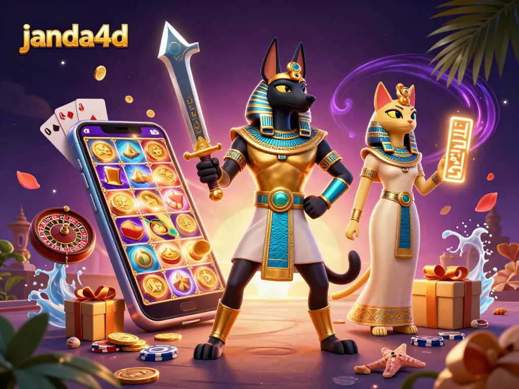 janda4d menawarkan ilustrasi 3D satwa legendaris Anubis mengelilingi elemen permainan kasino modern yang mengasyikkan.
