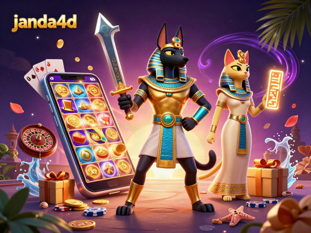 janda4d menawarkan ilustrasi 3D satwa legendaris Anubis mengelilingi elemen permainan kasino modern yang mengasyikkan.
