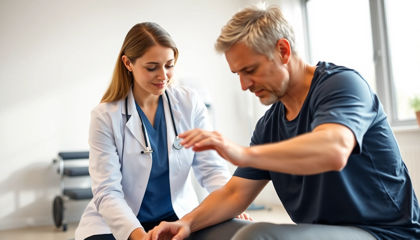 Engaging north edmonton physiotherapy session showcasing patient-therapist interaction in a modern clinic.