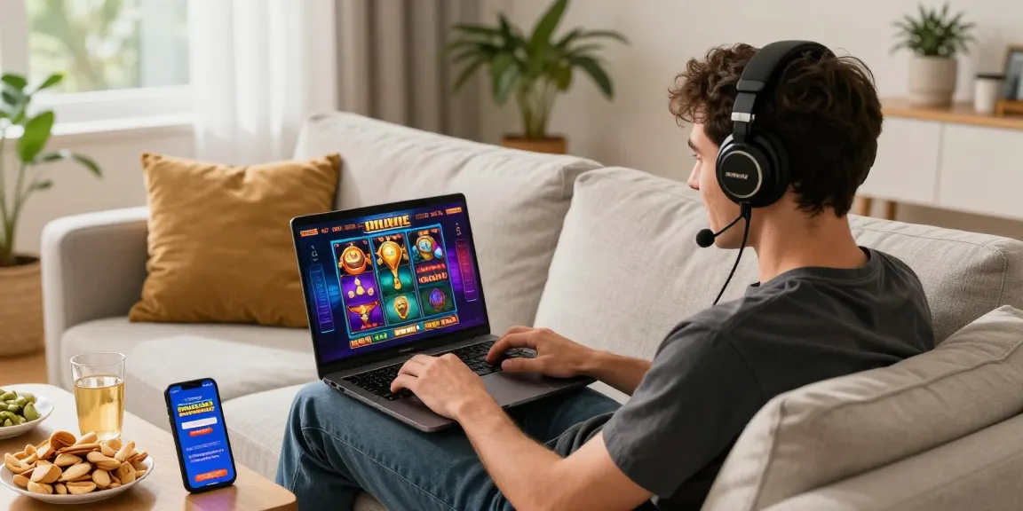 Exciting home gaming scene featuring player enjoying new online slot sites with vibrant graphics and engaging atmosphere.