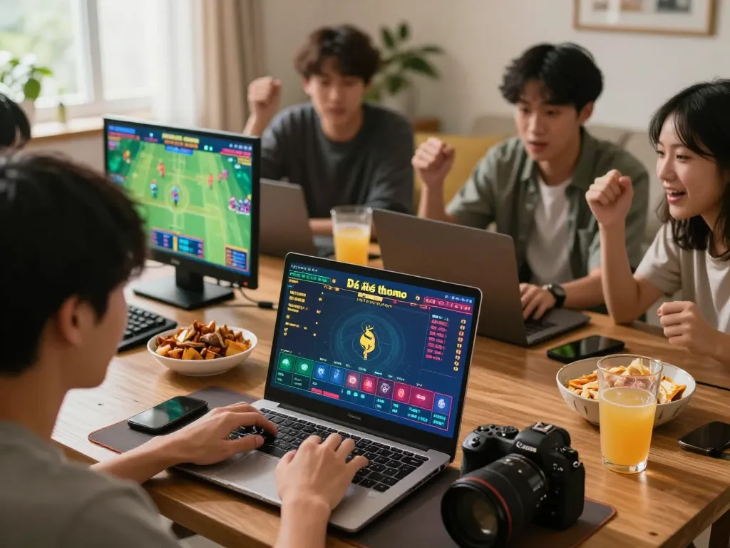 Experience Đá gà thomo live betting action from a cozy home environment, showcasing dynamic online gaming