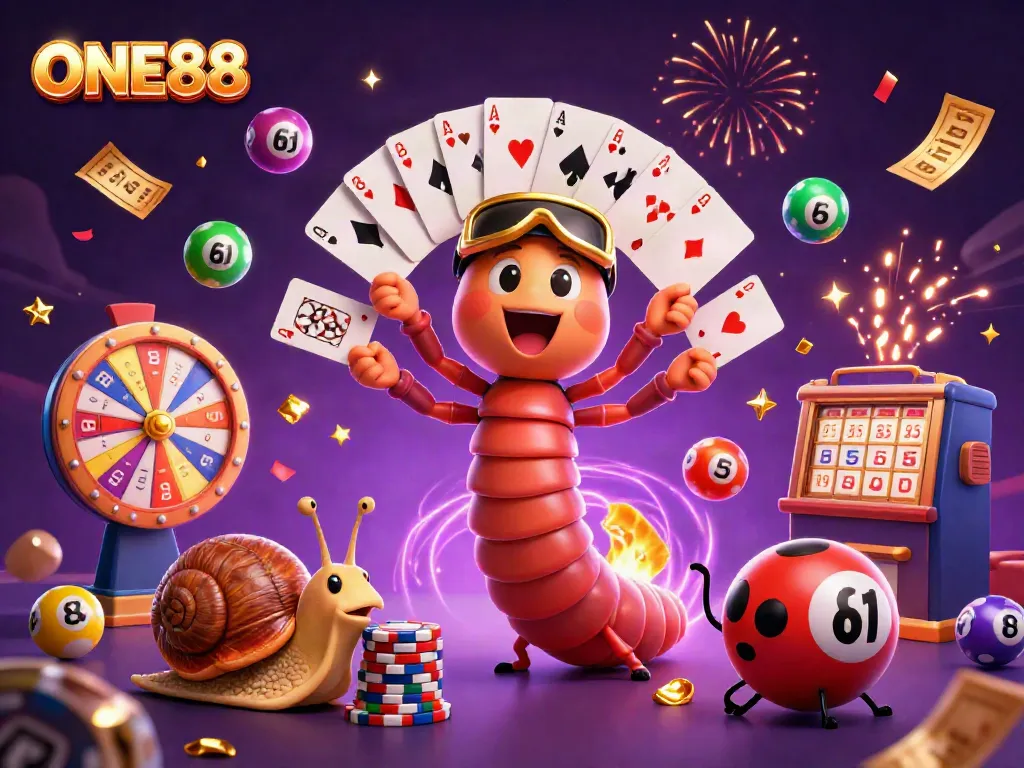 Engage with thrilling casino action at ONE88 featuring unique characters and vibrant game elements.