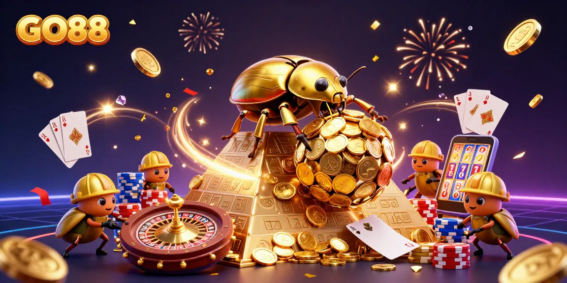 GO88 offers immersive casino experiences with vibrant golden coins and dynamic gameplay elements.