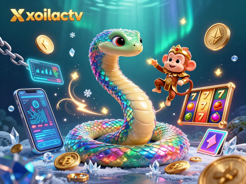Experience the vibrant gambler's world with xoilactv, featuring colorful 3D animated casino elements.